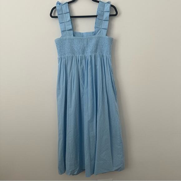 Lake Blue Sleeveless Swiss Dot Square Neck Sundress Size Small - Picture 4 of 8